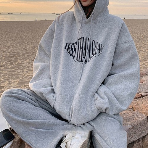 주디앤 여성 레스 기모 긴팔 오버핏 후드 티셔츠