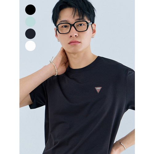 게스 26 ON 유니 세미오버핏 고신축사 와펜 반팔티셔츠 NQ2KE409 3020612