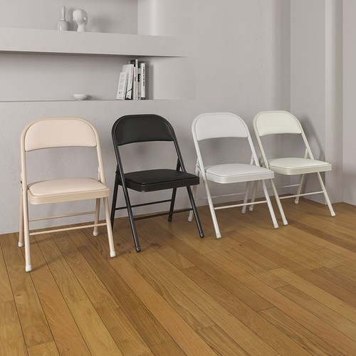 교회 행사 접의자 접이식 쿠션 인테리어 의자 강당 강의 폴딩 접는 등받이 간이 철제 체어, 1개, 블랙