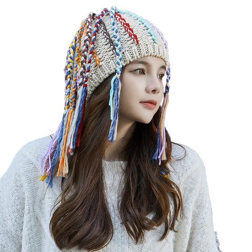 두두픽스 보씨엘 힙합 레게 땋은 머리 포인트 니트 비니 모자
