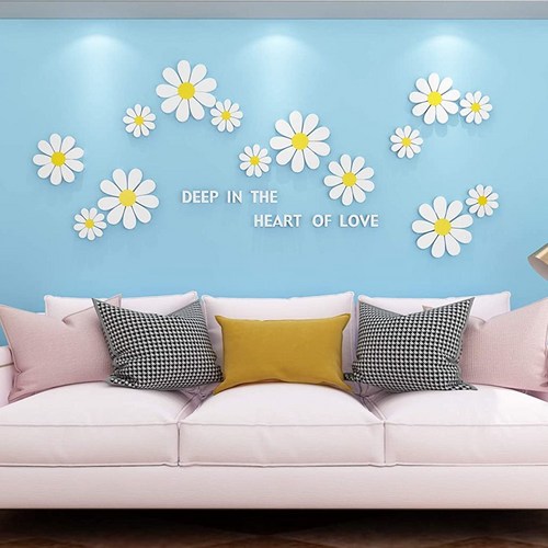 아크릴 스티커 3D 입체 포인트 시트지 벽장식 카페 집꾸미기 인테리어 세계지도외 28종, 06-1_작은데이지중형