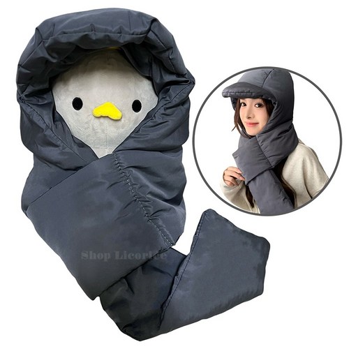 샵리코리스 듀얼 바라클라바 방한모자 목도리 패딩