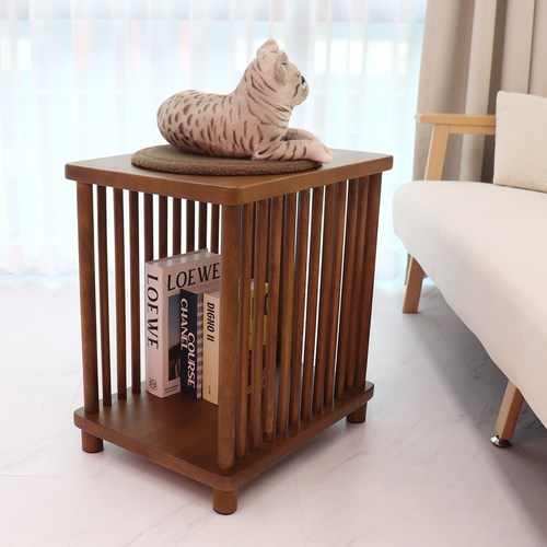 파스텔우드 새장테이블 원목 소파 사이드 거실테이블, 브라운