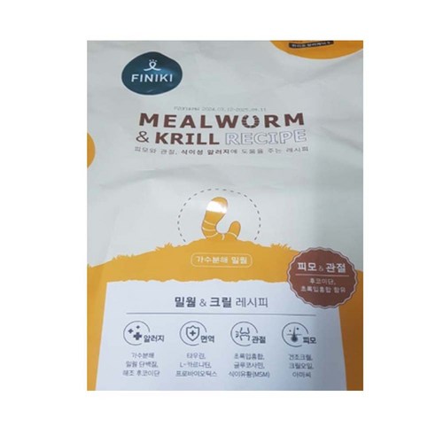 피니키 강아지 전연령 유기농 가수분해 건식사료 밀웜 & 크릴, 곤충, 1.5kg