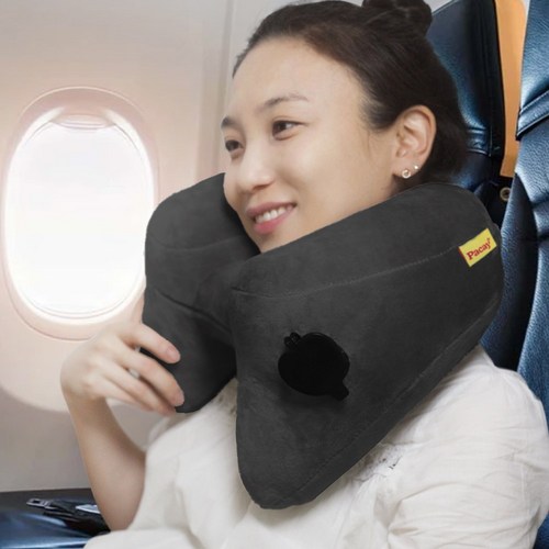 파카이 H형 여행용 에어 목베개 기내용 비행기 추천 목베개, 블랙