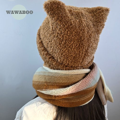 유아마인 겨울 방한 뽀글이 귀여운 모자 캣비니