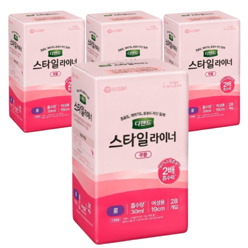 디펜드 스타일라이너 여성용, 무향, 롱, 28매, 4개(112매)