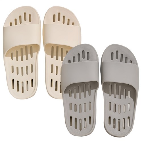 샤바스 국내산 부드러운 플랫 물빠짐 욕실화, 화이트 + 라이트그레이, 270mm, 2개