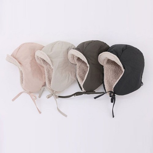 아이꼼므 남아 여아 데일리 겨울 방한 양털 귀달이 모자 라벤더 패딩 항공모