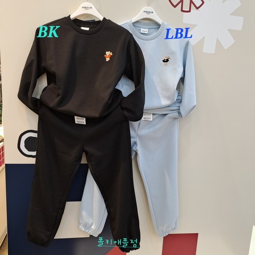 폴햄키즈 ]]가을신상할인]] 유니 스몰자수 상하복 맨투맨+조거팬츠 상하 세트 아동 주니어