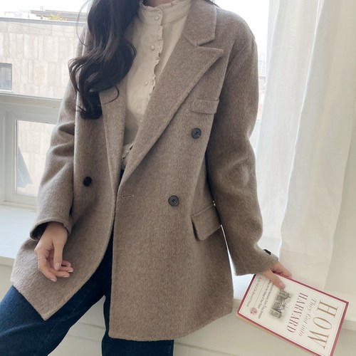 [루시다][램스울90%]헬렌 핸드메이드 울 하프코트 핸드메이드자켓