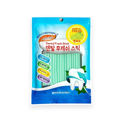 렛츠잇 덴탈 후레쉬 스틱 청포도 강아지 구강관리 덴탈껌, 청포도맛, 70g, 10개
