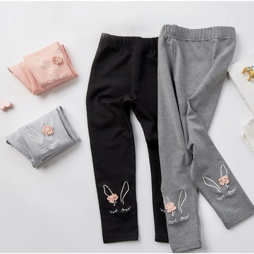 여아용 꽃토끼자수 TIGHT 레깅스 봄 아기레깅스
