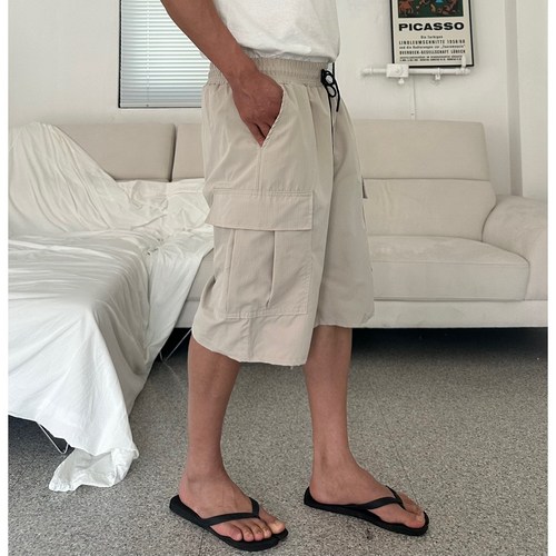 르위 데일리 나일론 버뮤다 카고 와이드 벌룬 팬츠 남녀공용
