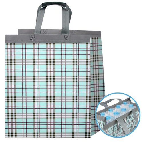 튼튼한 코팅 부직포가방 인쇄 제작 쇼핑백 답례품 선물 포장 장바구니, 50개, 코팅체크백 소 연두