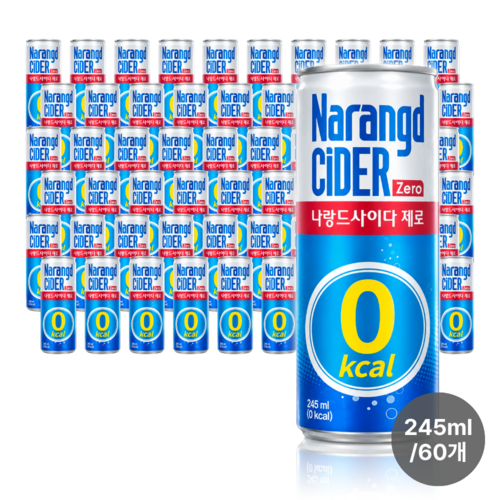 동아오츠카 나랑드사이다 제로 탕비실 쟁여두기 SL118, 245ml, 60개