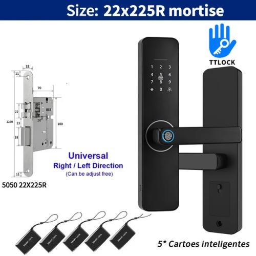 스마트 현관 디지털 도어락 손잡이 무타공 지문 인식 카드키 푸시풀 TTLOCK 전자 문짝 잠금 블랙 스마트 알렉사 앱 원격 키리스 Z13, 없음, 12) 22x225R - BLACK