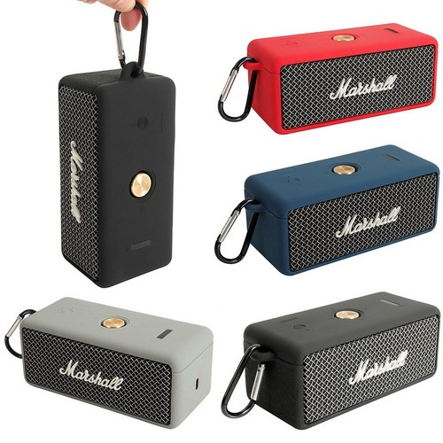 Marshall 마샬 Emberton 엠버튼1/2 세대 호환 스피커 실리콘 소프트 케이스 커버 + 카라비너, 네이비, 실리콘케이스