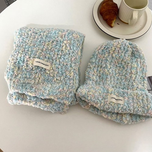 [파스텔세트] 셀링뉴 예쁜 겨울 여성 비니 모자 네로우 머플러 털모자 목도리 세트