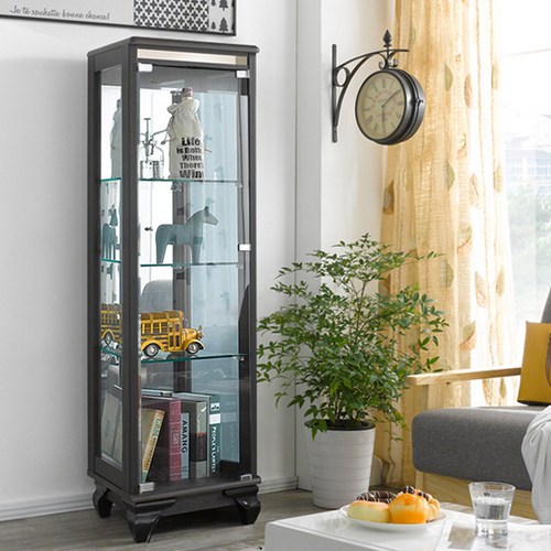모던탑21 이지-프리미엄 400-4단 유리장식장 거실진열장 양주장, 웬지