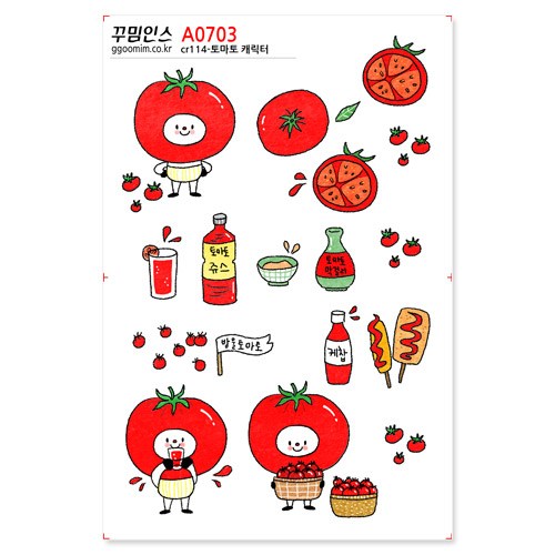 A0703-꾸밈인스스티커_토마토캐릭터, 1개