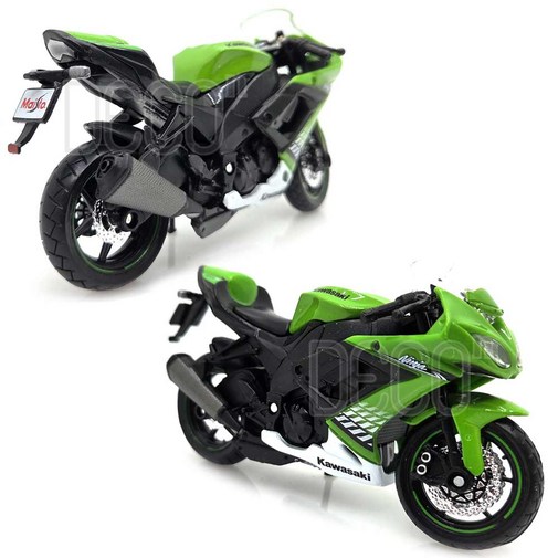 118 가와사키 닌자 ZX10R 그린 오토바이 미니카 다이캐스트 피규어