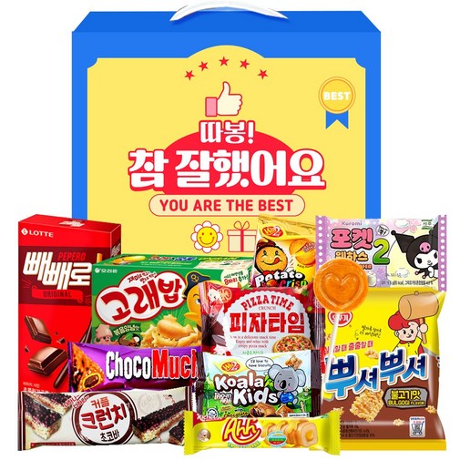 종합과자선물세트 참잘했어요 중형 단체간식선물박스, 1세트, 단체간식선물박스 14종