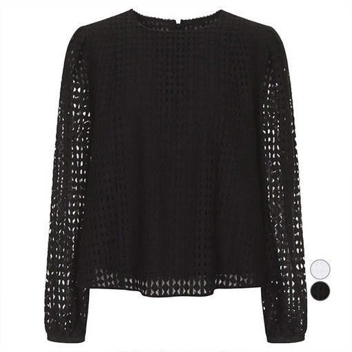 올리브데올리브 여성용 레이스 라운드넥 블라우스