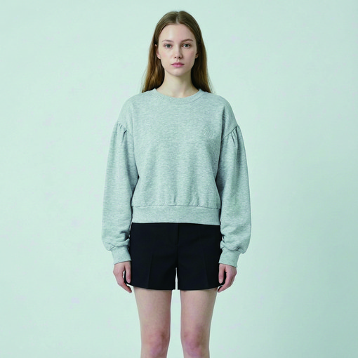 올리브데올리브 여성용 볼륨소매 크롭 면 맨투맨