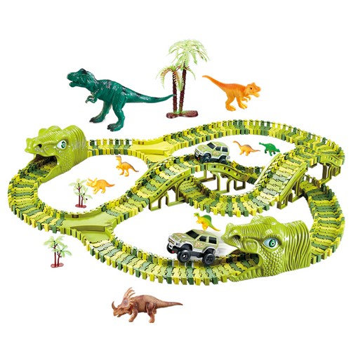 토이게이트 다이노소어 XC256A 공룡 레일카 미니 자동차 트랙 조립 완구 세트 240피스, 혼합색상, 1개