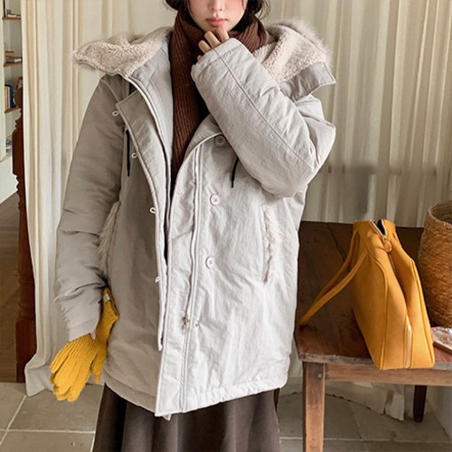 더플로우커머스 여성용 소프트 베어 오버핏 모어퍼 야상 점퍼