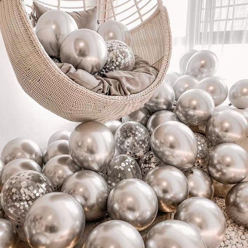 파티샵 파티풍선 크롬벌룬 메탈풍선세트, 실버컨페티40개