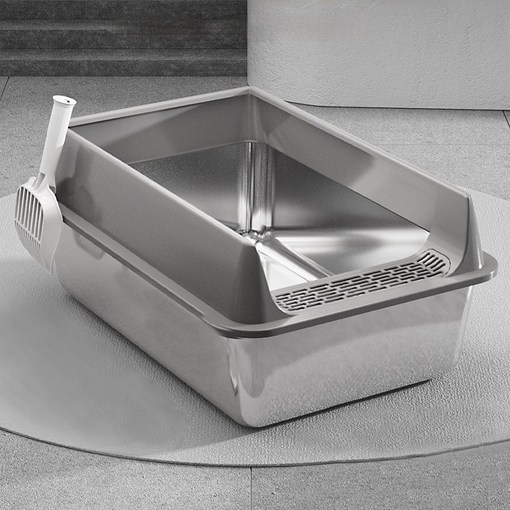 Star Fun 스테인리스강 고양이 화장실 대형 항균무취, 1개, 스테인리스 스틸