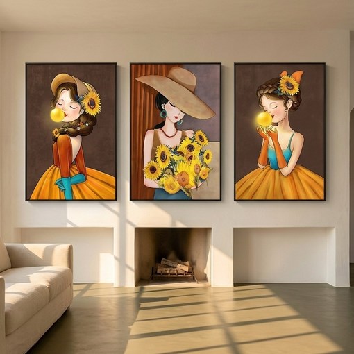 다루미 해바라기 행운이 들어오는 그림 사진 액자