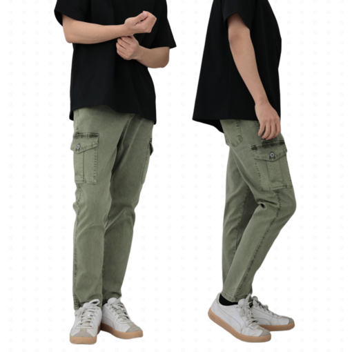 남자 테이퍼드핏 바지 피그먼트 밴딩 스판 카고 팬츠