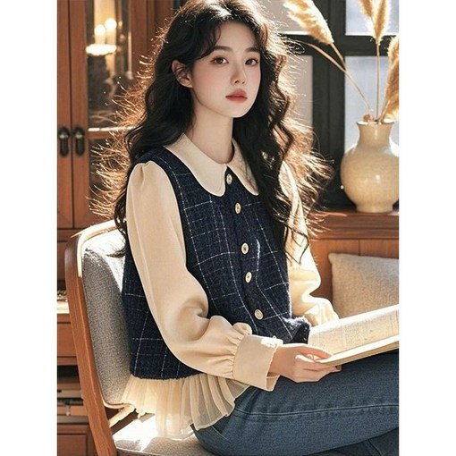 AURALA 여성 블라우스 오피스룩 긴팔 셔츠 여자 예쁜 긴팔 카라넥 남방 데이트룩