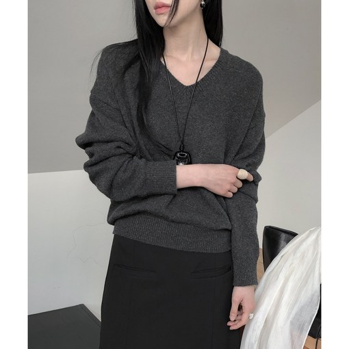 여성 르버터 캐시미어 브이넥 니트 좋은소재니트 울캐시미어니트