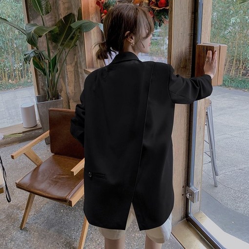 여성 데일리 뒷트임 루즈핏 싱글 정장 자켓