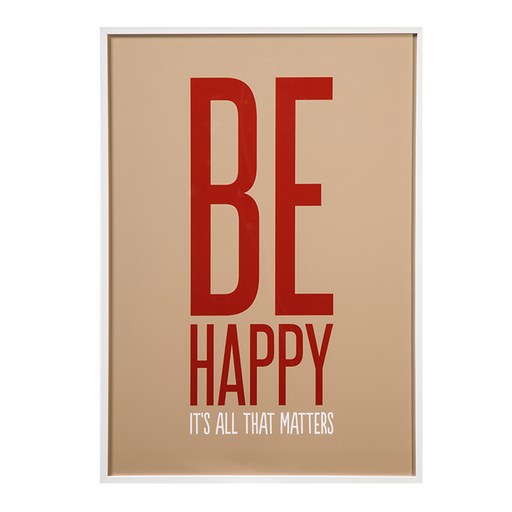 [빈페이퍼]타이포 북유럽 포스터 BE HAPPY 화이트액자