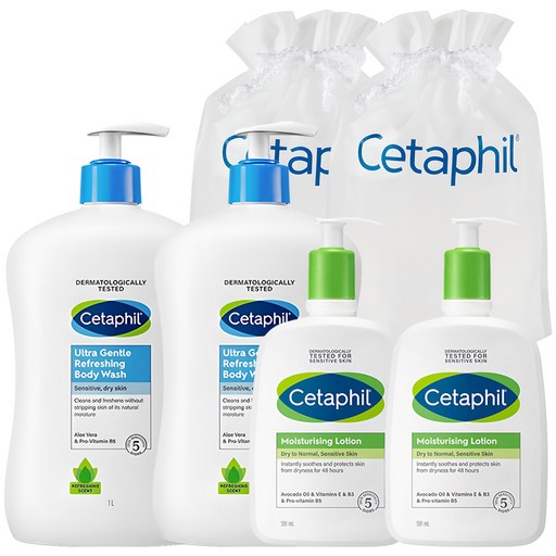 세타필 모이스춰라이징 로션 591ml + 울트라 젠틀 바디워시 리프레싱 산뜻한향 1000ml + 파우치 세트
