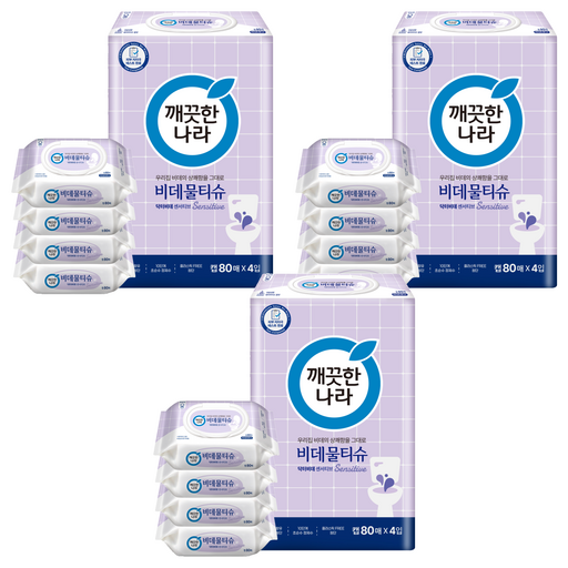 깨끗한나라 닥터비데 센서티브 화장실용 비데물티슈 캡형