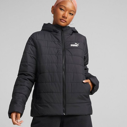 푸마 남성용 에센셜 후디 패딩 자켓_ESS HOODED PADDED JACKET_블랙