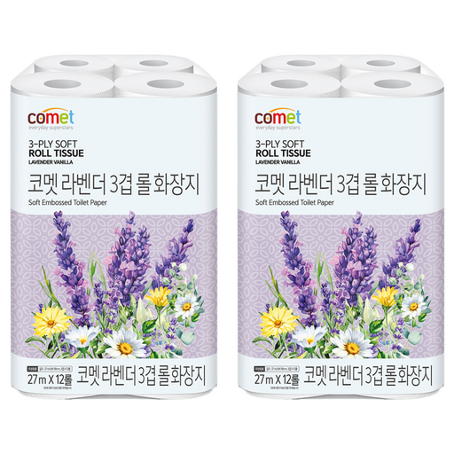 코멧 라벤더 3겹 롤화장지 27m