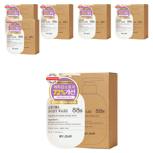 바이아우어 아로마 약산성 퍼퓸 바디워시 앰버우드향, 510ml, 6개