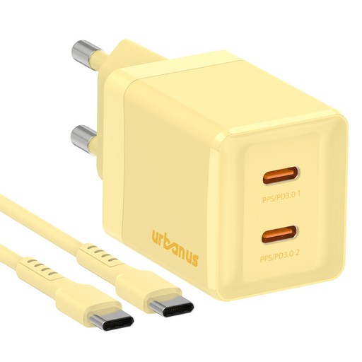어반어스 GaN 45W 미니 C타입 2포트 PD PPS 초고속 충전기, 60W C to C 케이블 1.5m