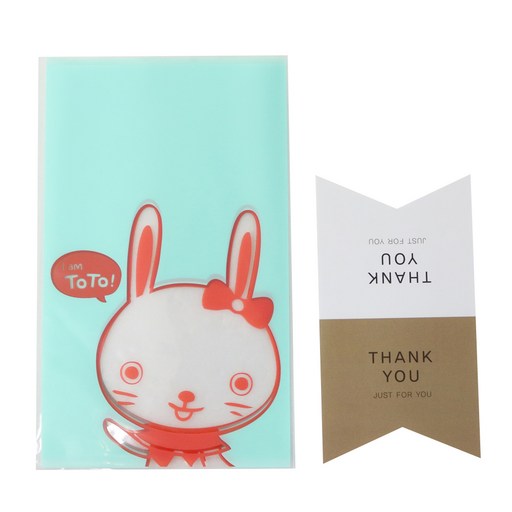 황씨네도시락 비접착 야미봉투 토끼 100p + 마감 스티커 땡큐 100p
