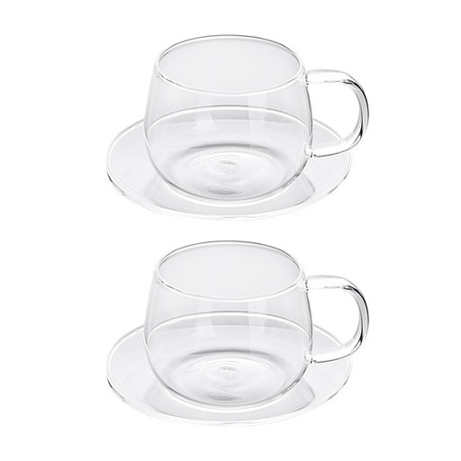 유리 찻잔 350ml + 잔받침