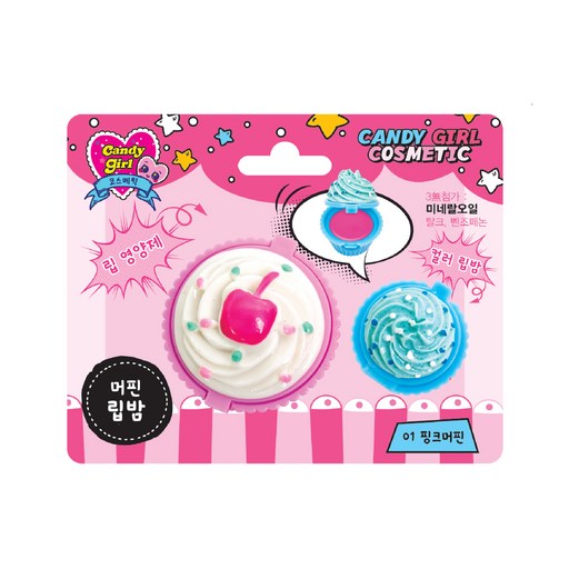 Candygirl 머핀 어린이 립밤, 01 핑크, 1개