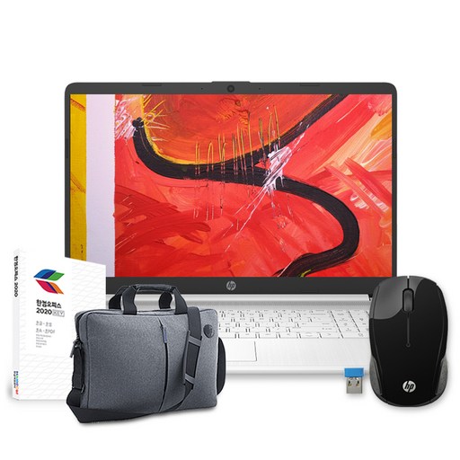 HP 노트북 Snow White 15s-fq5012TU (i3-1115G4 39.6cm WIN10 Home) + 한컴오피스 + 노트북 가방 + 무선 마우스, NVMe 256GB, 윈도우 포함, 8GB