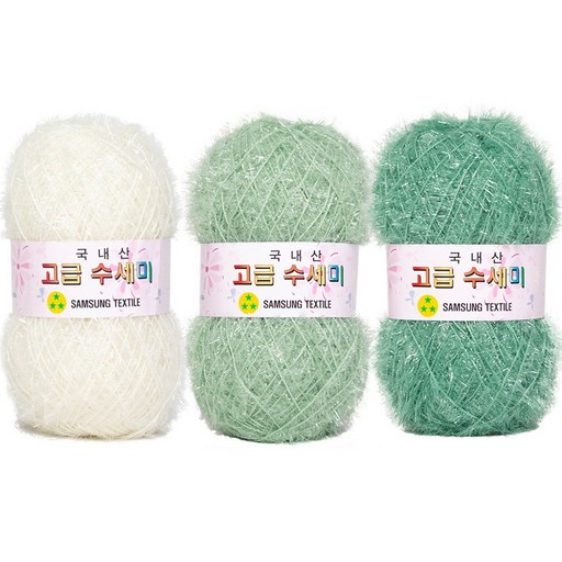 yarna 고급 수세미 뜨개실 80g x 3종 + 도안 3종 세트